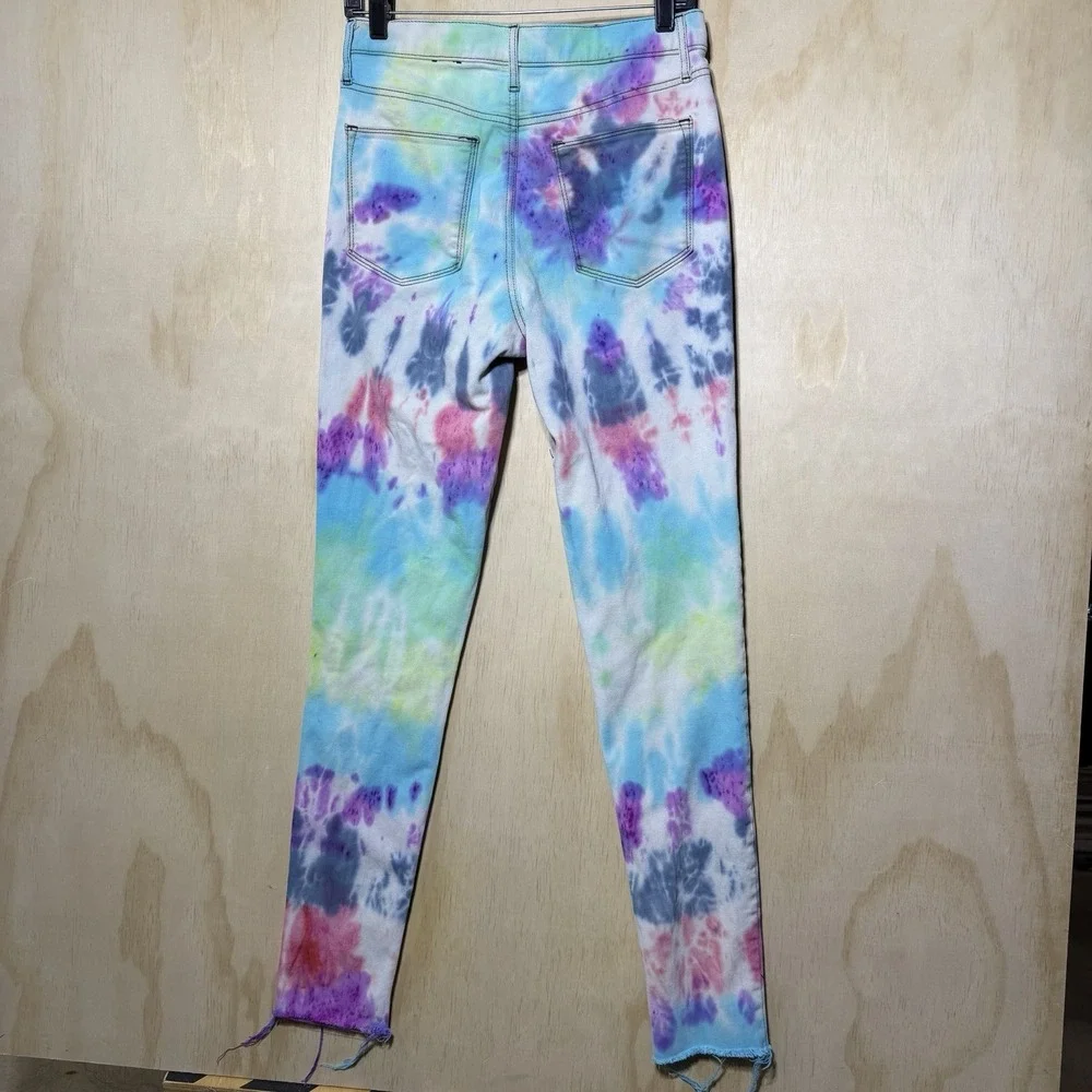 Gap Tie Dye Jeans Womens‎ 28T True Skinny High Rise Raw Hem Stretch Unique